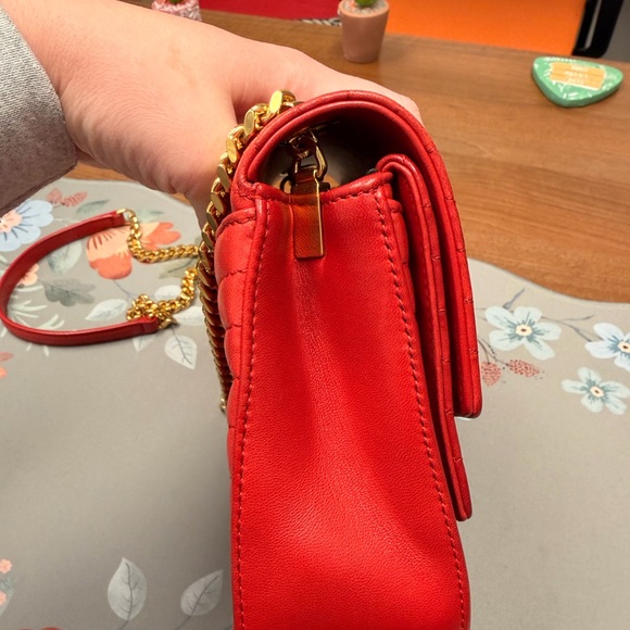 Yves Saint Laurent Red Crossbody Bag with Gold Chain - Picture 4 of 6